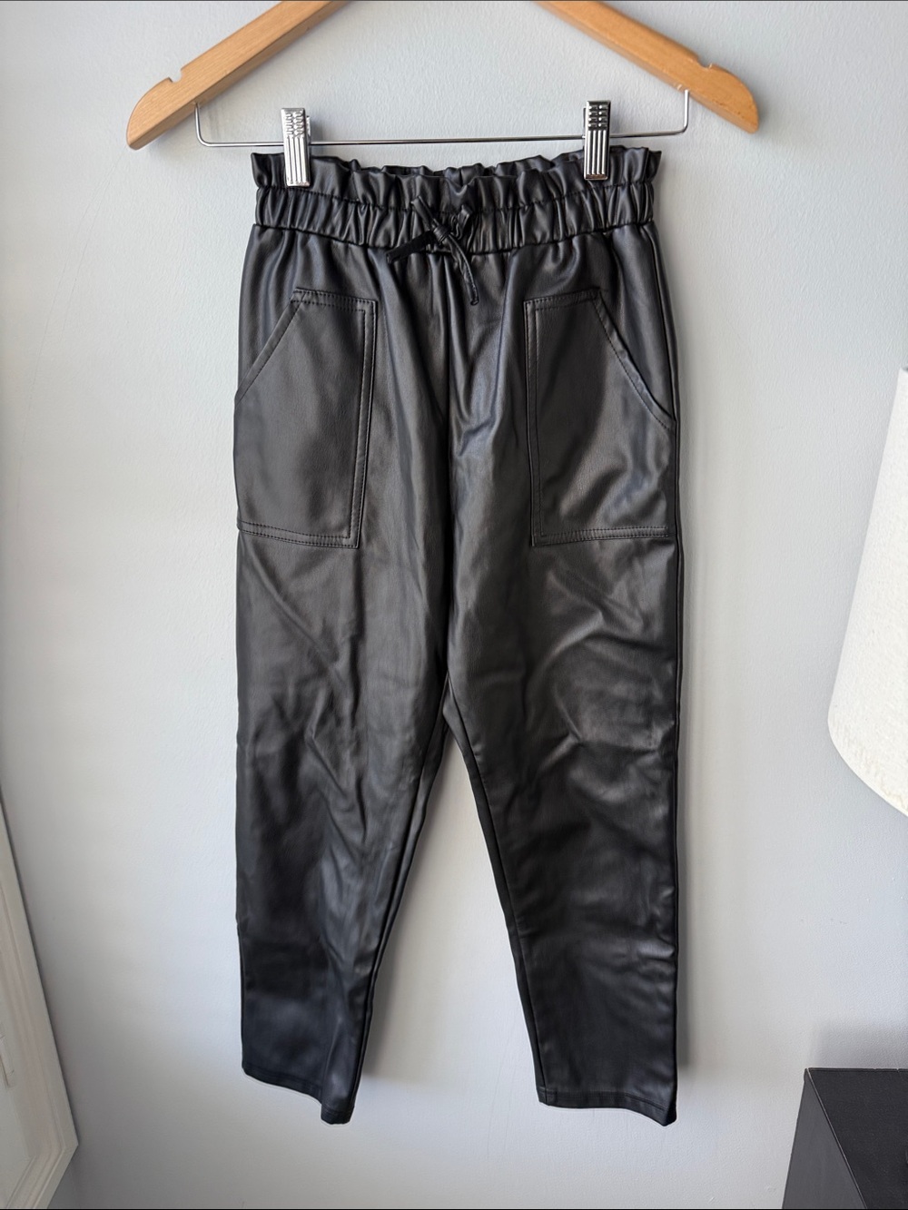 Mayoral Black Faux Leather Girls Pants NWOT